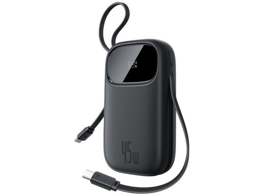 Baseus Qpow 3 Digital Display Power Bank with 2 Built-in USB-C Cables 10000mAh 45W Cosmic - Black